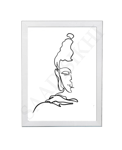 Calm Buddha Half Face Single Line Wall Art I One Line Art Print I Buddha Minimal Art I Modern Poster I Yogi Zen Boho Art I Office Decor I Wall Frame I with Self Adhesive Hook