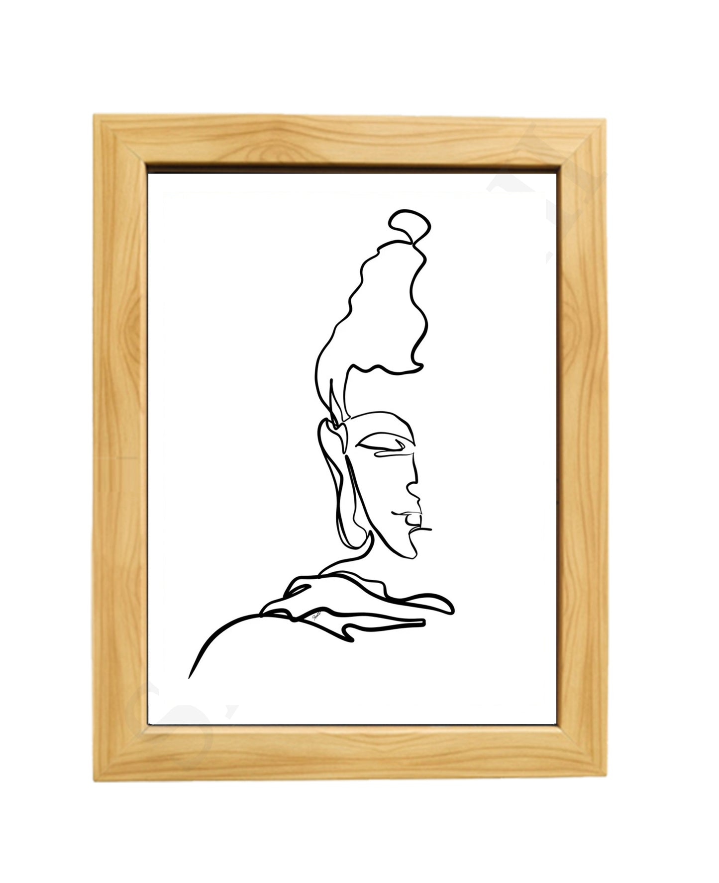 Calm Buddha Half Face Single Line Wall Art I One Line Art Print I Buddha Minimal Art I Modern Poster I Yogi Zen Boho Art I Office Decor I Wall Frame I with Self Adhesive Hook