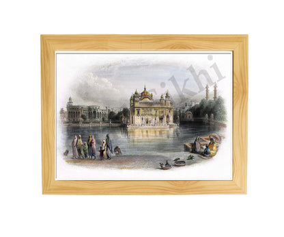 Golden Temple Sikh Art Print: Darbar Sahib Painting:-Digital Wall Art I Wall Frame I with Self Adhesive Hook (GT-012)