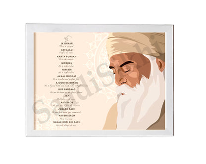 SaadiSikhi I "Mool Mantar" - Wall Decor Prints For Home , Housewarming Gifts, Sikh Quotes I Sikh Gift Ideas I Premium Office Desk / Study Desk / Side Tables and Wall Gurbani Art Wall Frames I with Self Adhesive Hook
