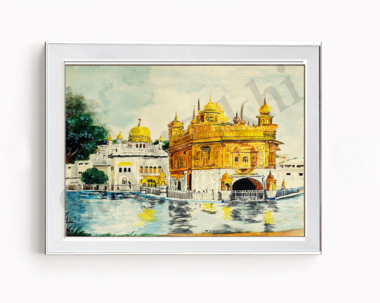 Golden Temple Sikh Art Print: Darbar Sahib Painting:-Digital Wall Art I Wall Frame I with Self Adhesive Hook (GT-011)