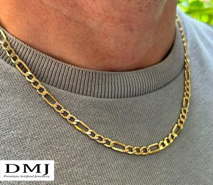 DMJ's Premium Figaro Link Chain | 22 Kt Gold Plated