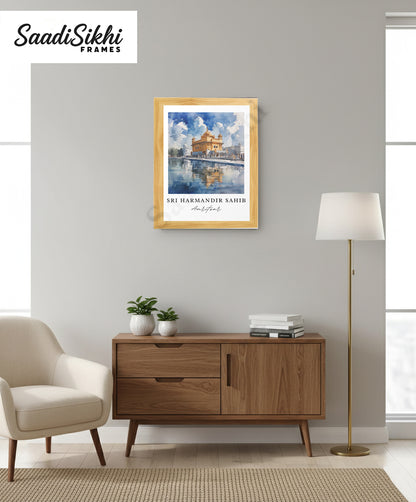 Golden Temple Sikh Art Print: Darbar Sahib Painting:-Digital Wall Art I Wall Frame I with Self Adhesive Hook (GT-014)
