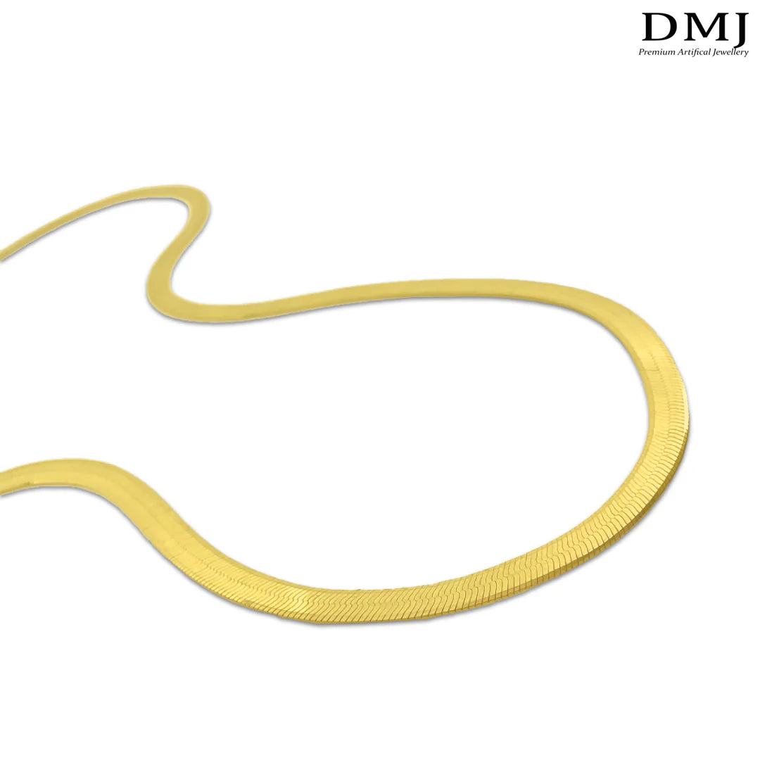 DMJ's Premium Flat Golden Snake Chain | 22 Kt Gold Plated |