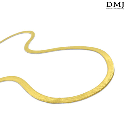 DMJ's Premium Flat Golden Snake Chain | 22 Kt Gold Plated |