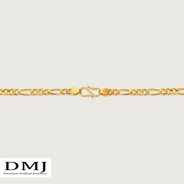 DMJ's Premium Figaro Link Chain | 22 Kt Gold Plated