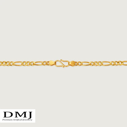 DMJ's Premium Figaro Link Chain | 22 Kt Gold Plated