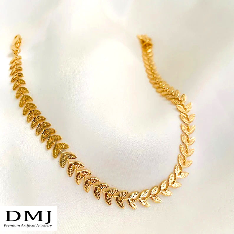 DMJ's Premium Leaflet Gold Chain | 22 Kt Gold Plated |