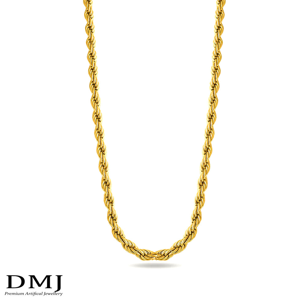 DMJ's Premium Rope Chain | 6 MM | 22 Kt Gold Plated |