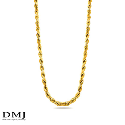 DMJ's Premium Rope Chain | 6 MM | 22 Kt Gold Plated |