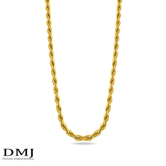 DMJ's Premium Rope Chain | 6 MM | 22 Kt Gold Plated |