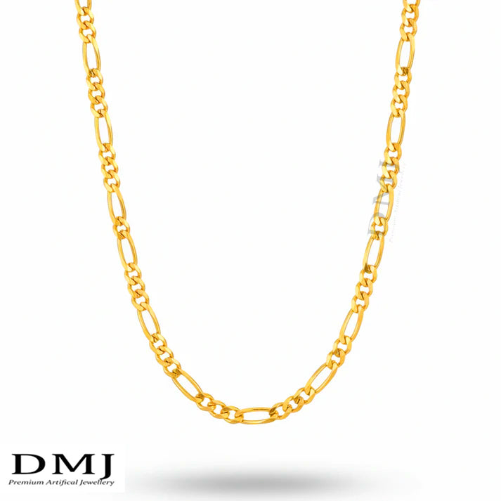 DMJ's Premium Figaro Link Chain | 22 Kt Gold Plated