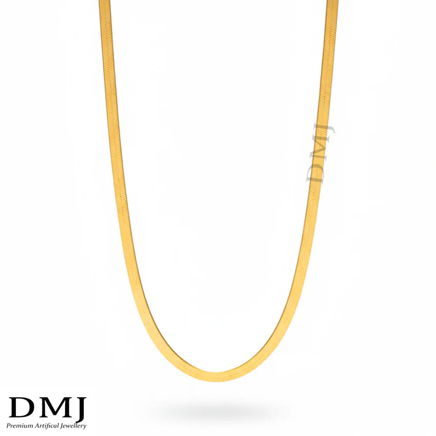 DMJ's Premium Flat Golden Snake Chain | 22 Kt Gold Plated |