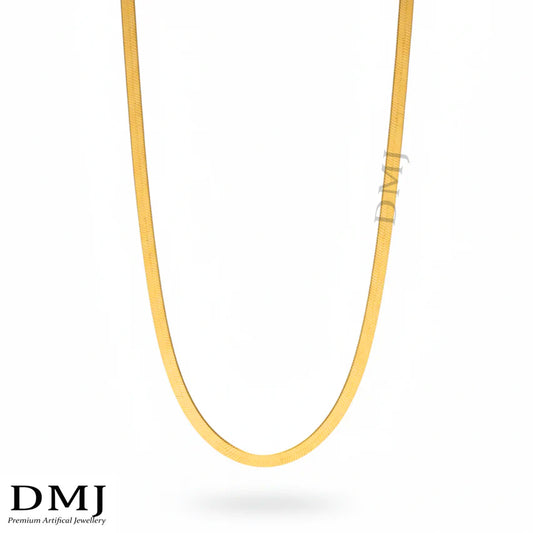 DMJ's Premium Flat Golden Snake Chain | 22 Kt Gold Plated |