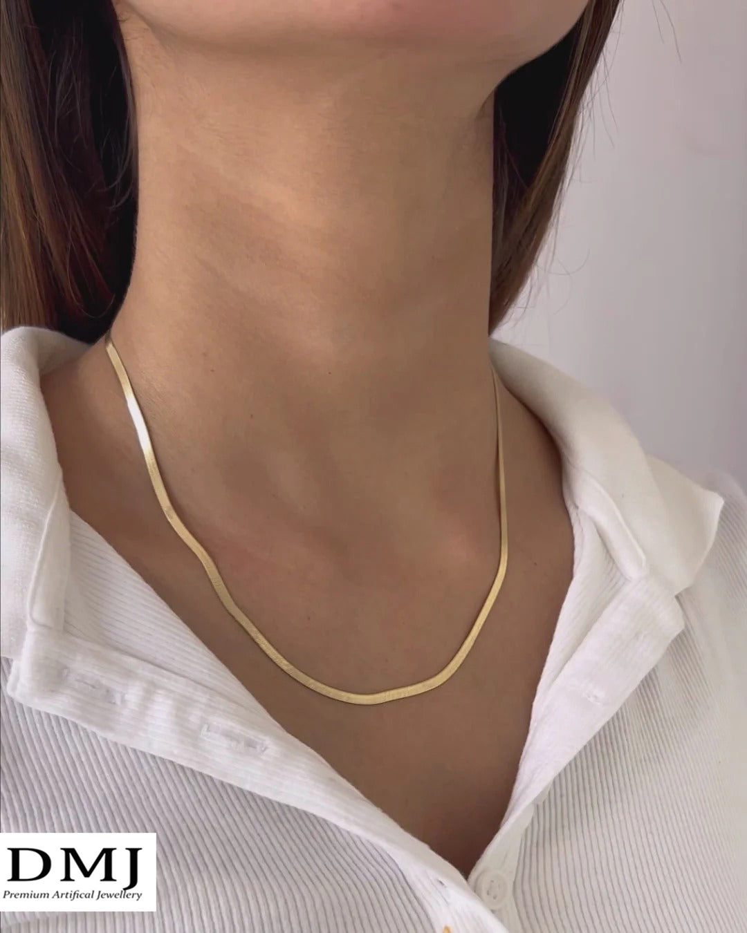 DMJ's Premium Flat Golden Snake Chain | 22 Kt Gold Plated |